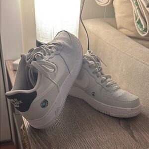 Nike White Sneakers with Black Heel
